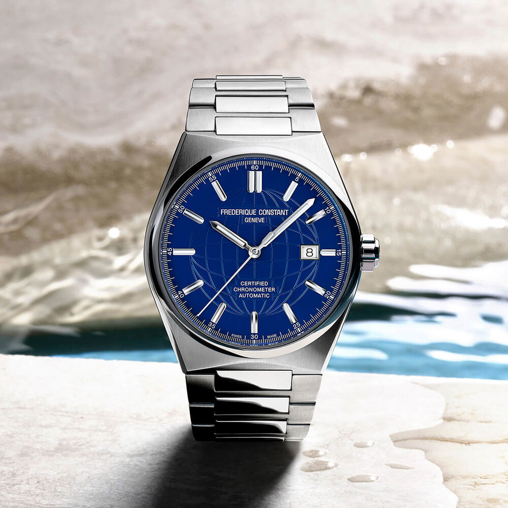 Frederique Constant 41mm Blue Dial Steel Case Bracelet Watch image number 4