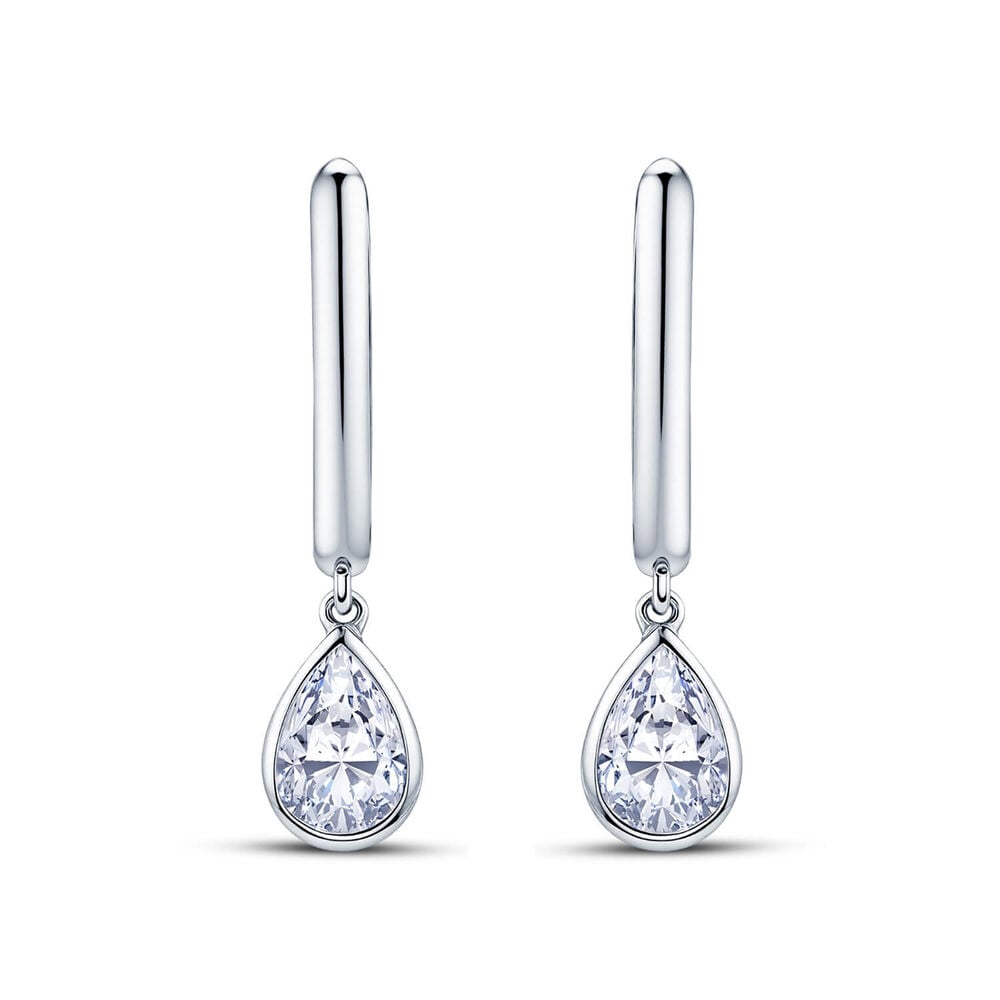 Born Contour 9ct White Gold 0.30ct Pear Lab Grown Diamond Bezel Set Drop Earrings