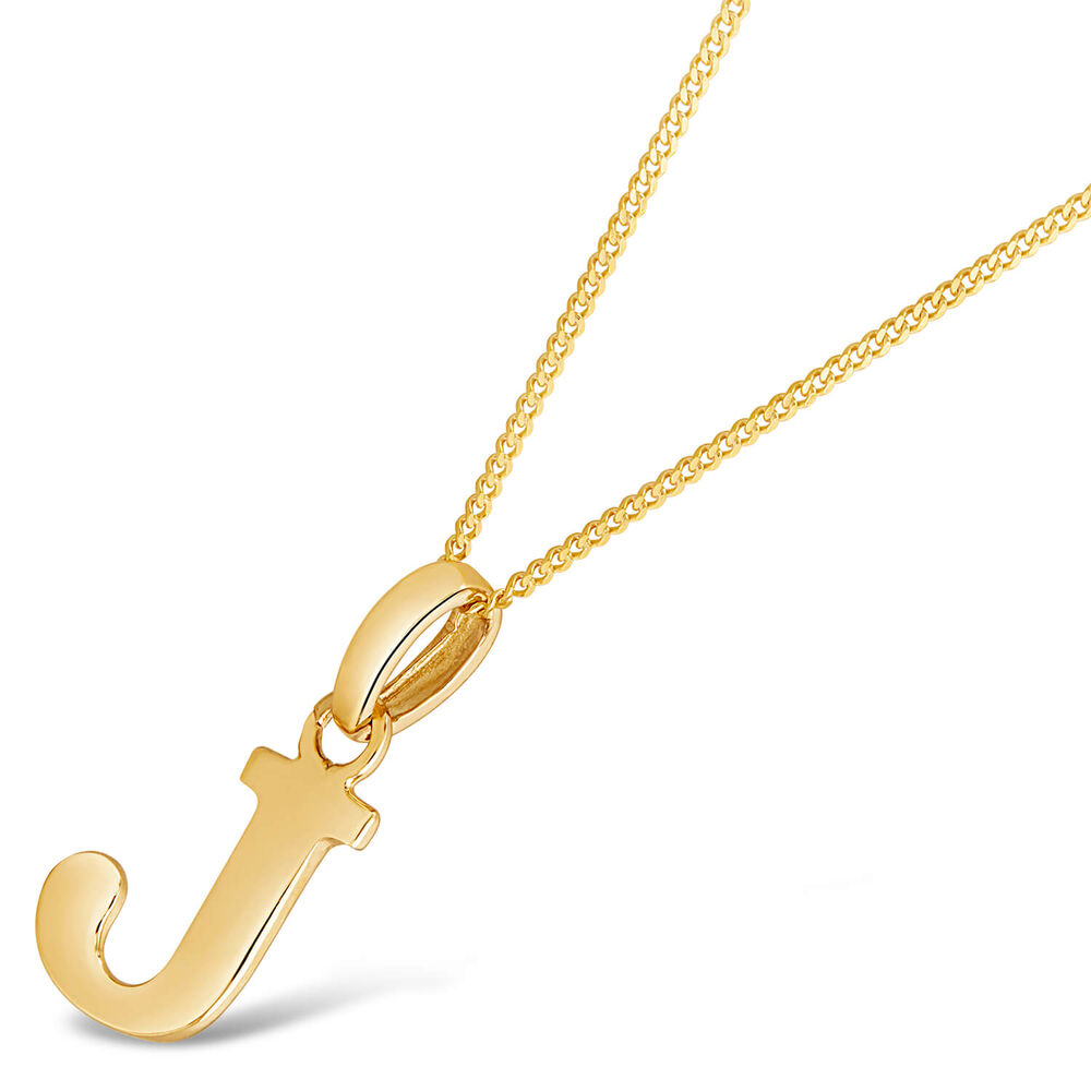 9ct Yellow Gold Plain Initial J Pendant (Special Order) (Chain Included) image number 1