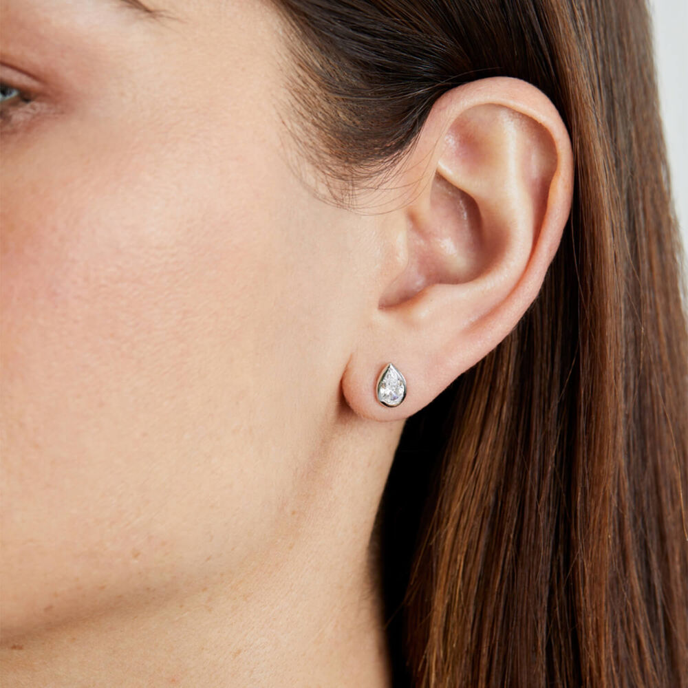 CARAT* London Danu Cubic Zirconia White Gold Plated Stud Earrings