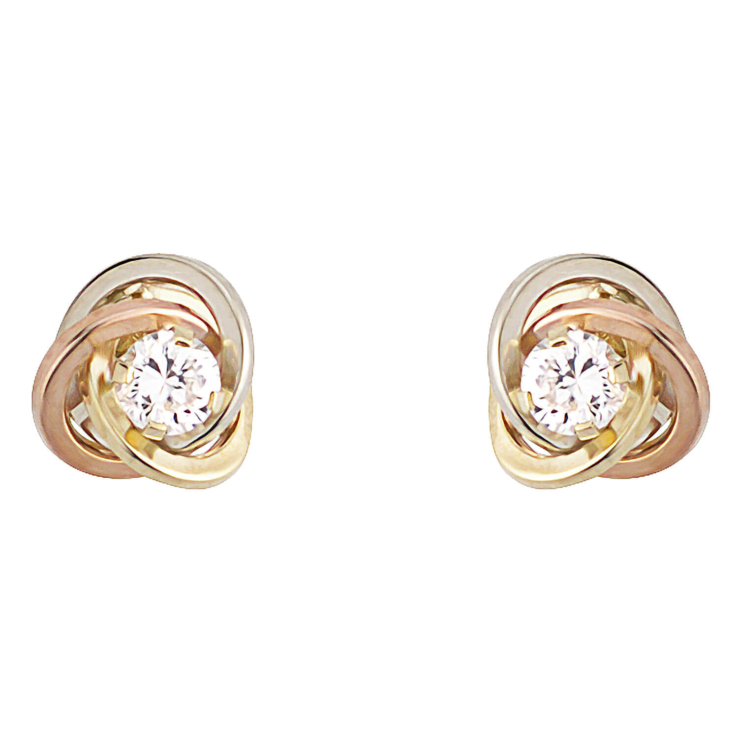 Three colour cheap gold stud earrings