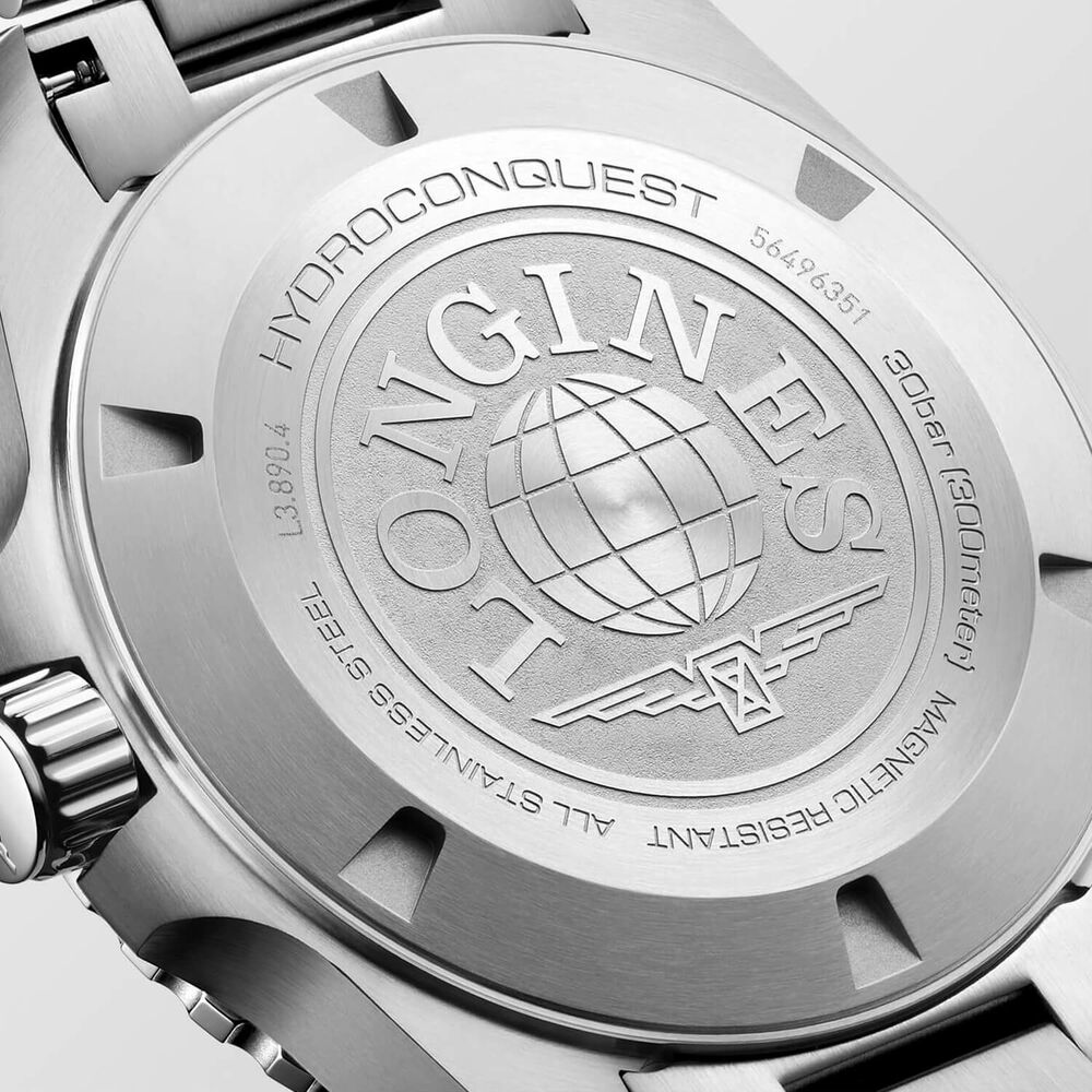 Longines Hydroconquest GMT 43mm Green Dial Steel Bracelet Watch image number 3