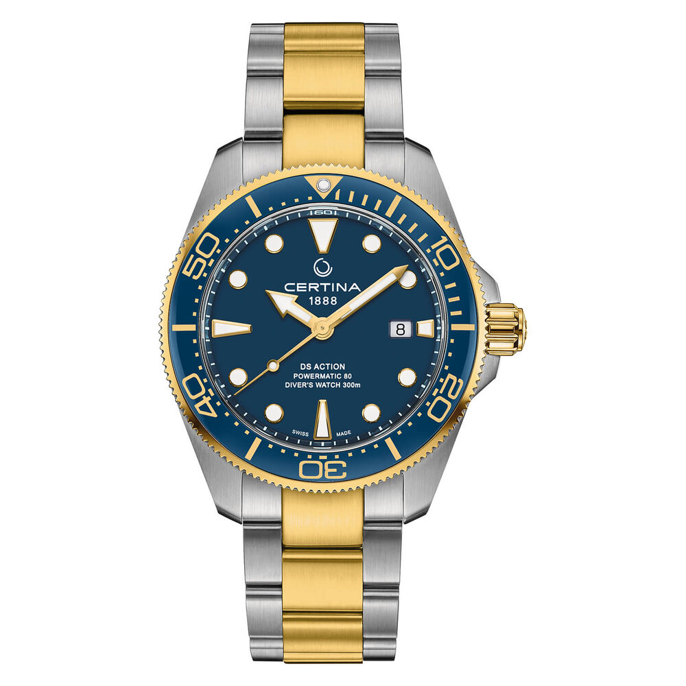 Certina DS Action Diver 43mm Blue Dial Yellow Gold PVD & Steel Case Bracelet Watch image number 0