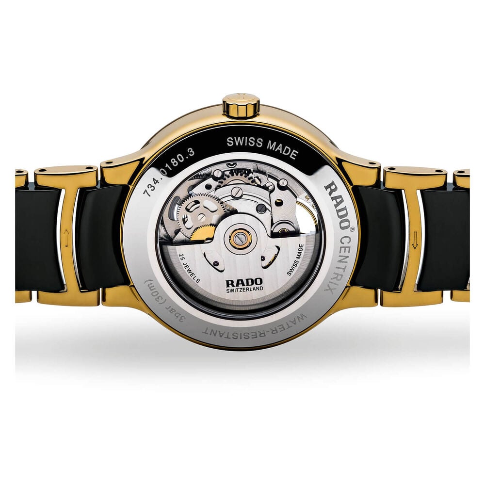 Rado Centrix Skeleton Dial Black and Yellow Ceramic Case Bracelet Watch