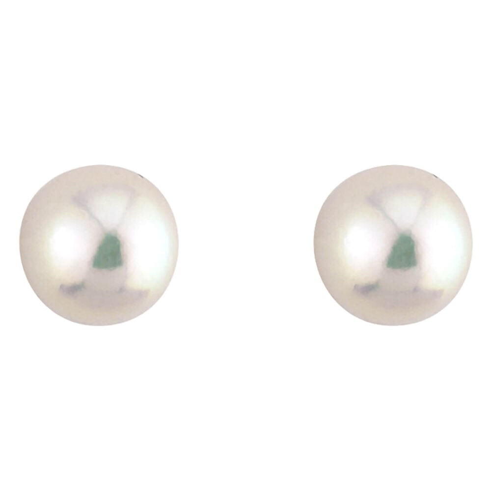 18ct gold 5.5-6mm Akoya cultured pearl stud earrings image number 0
