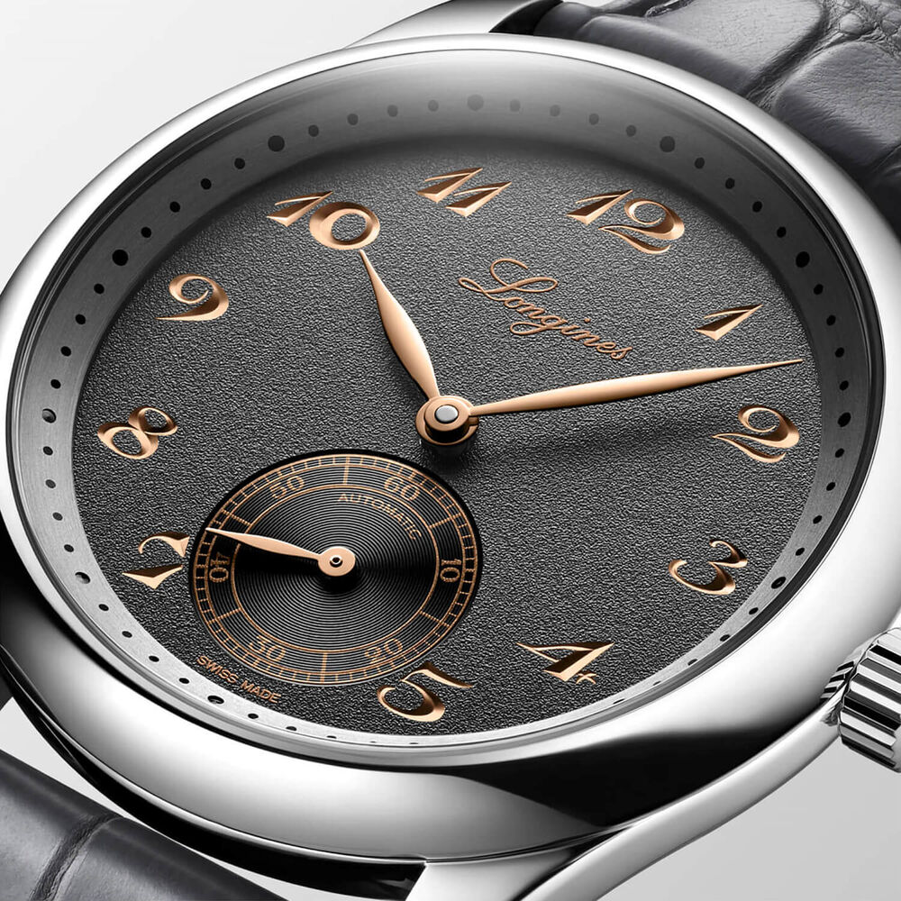 Longines Master Collection 38.50mm Anthracite Dial Alligator Strap Watch image number 5