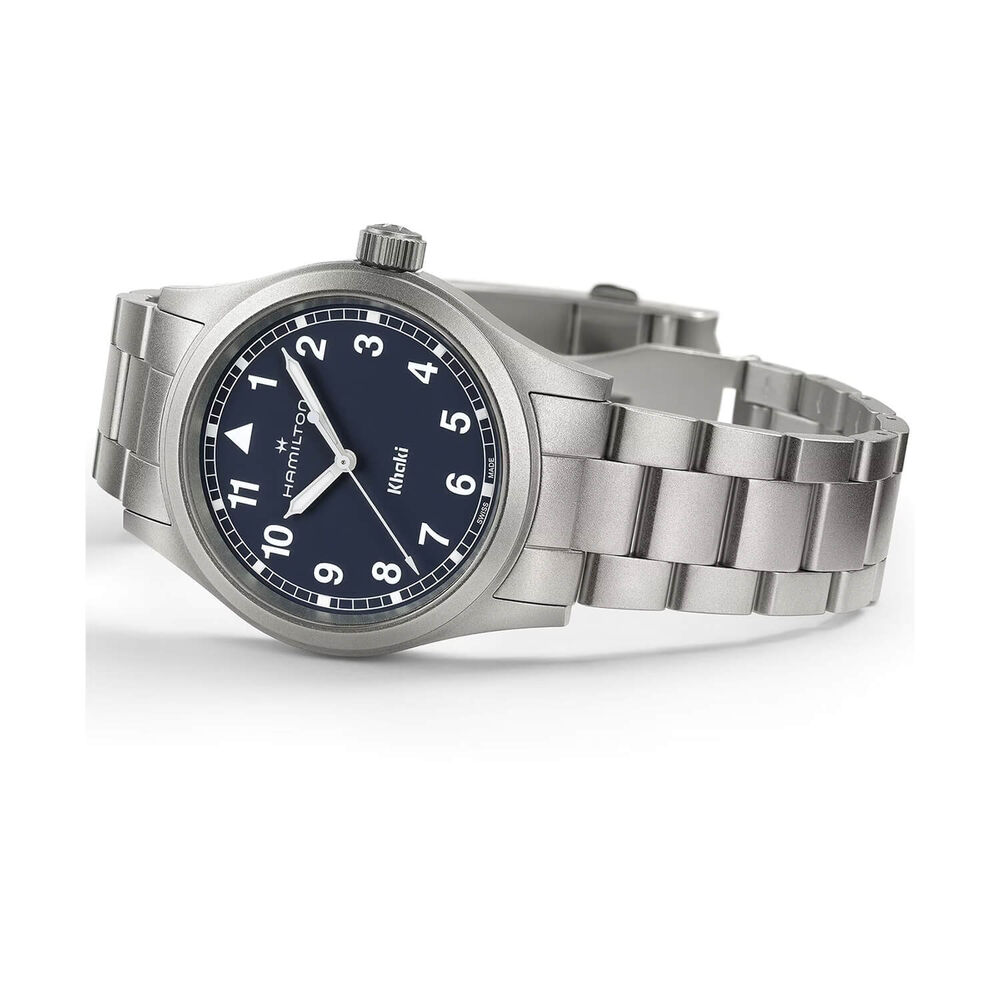 Hamilton Khaki Fields Quartz 38mm Blue Dial Steel Bracelet Watch image number 3