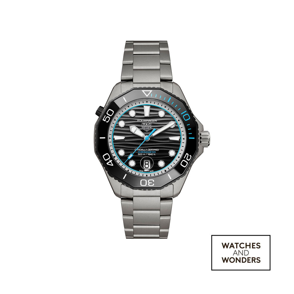 TAG Heuer Aquaracer Professional 500 Date 42mm Blue Details Titanium Bracelet Watch