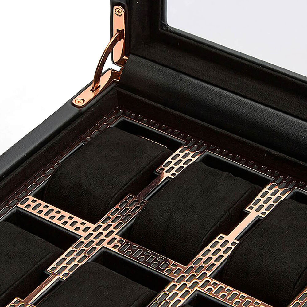 WOLF Axis 8 Pc Copper Plated Finish Vegan Leather Watch Box