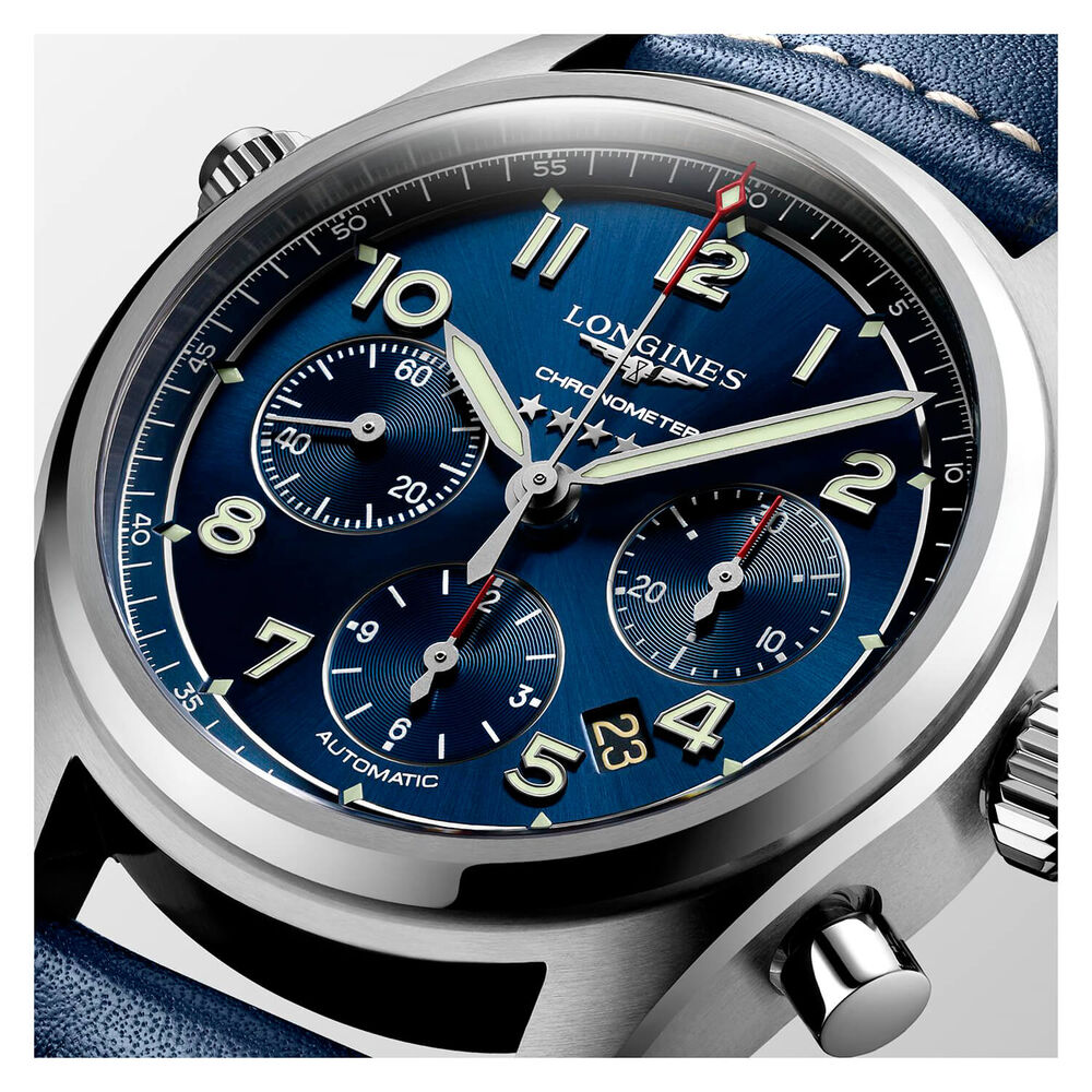 Longines Spirit Automatic 42mm Chronograph Dial Steel Case Strap Watch