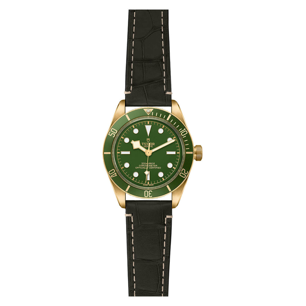 TUDOR Bay Fifty-Eight 39mm 18ct Yellow Gold Case Green Dial Leather Strap Watch