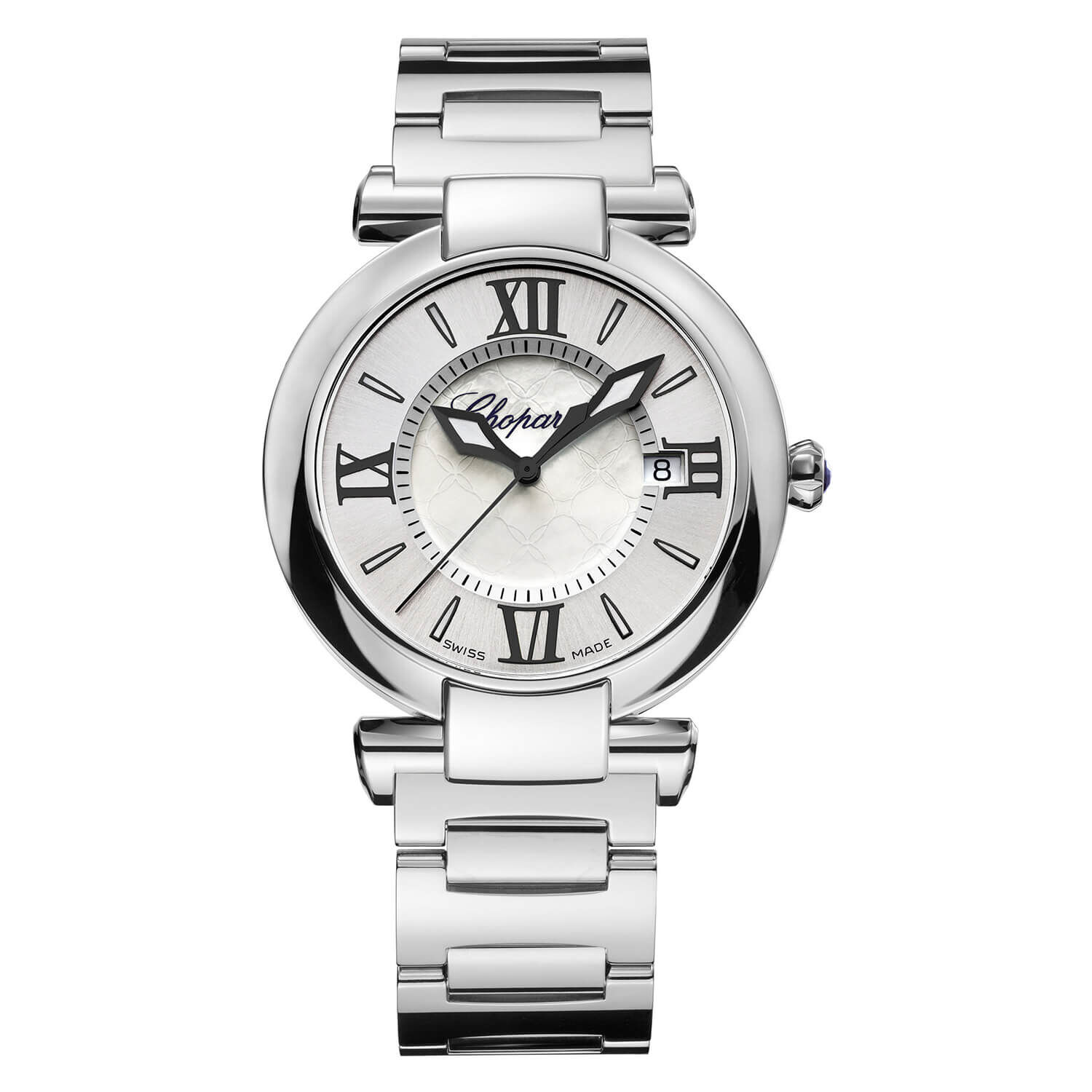 Pre Owned Chopard Silver Dial Roman Numeral Steel Bracelet Ladies Watch