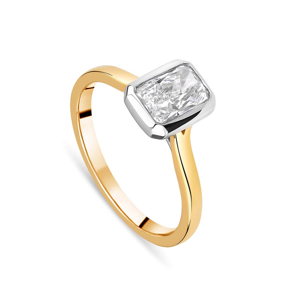 Born 18ct Yellow Gold 1.50ct Lab Grown Diamond Radiant Bezel Set Solitaire Ring image number 0