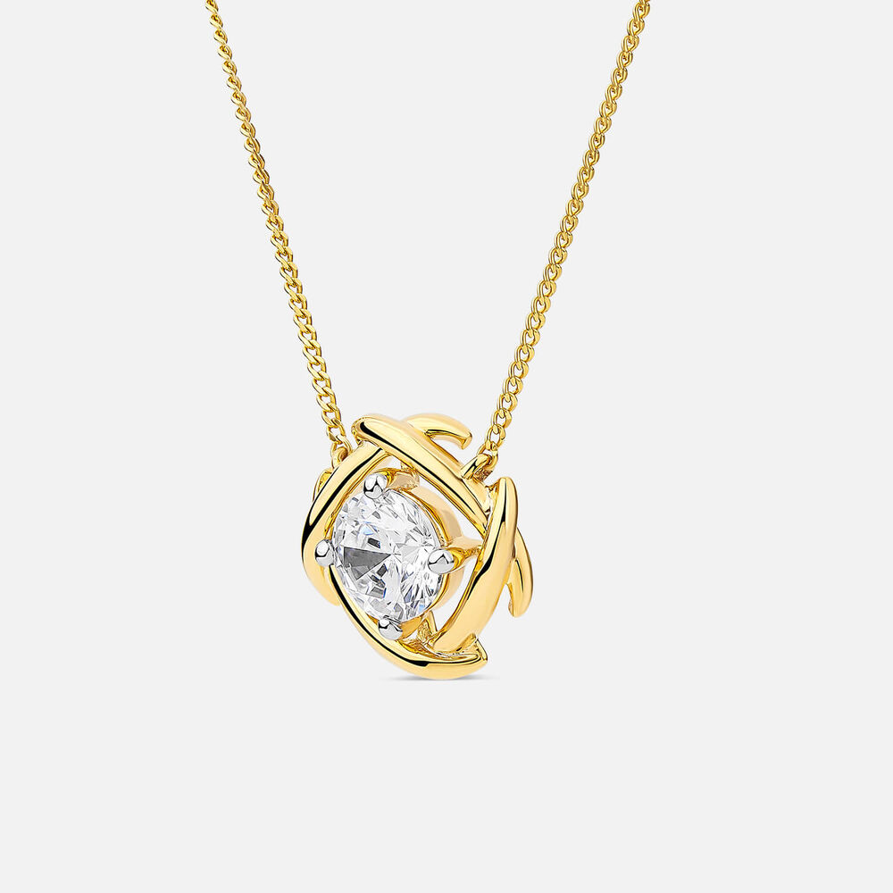 9ct Yellow Gold 1.00ct Lab Grown Diamond Entwined Love Knot Pendant