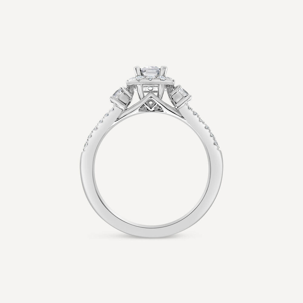 Orchid Setting 18ct White Gold 0.75ct Emerald Cut Halo Sides & Diamond Shoulders Engagement Ring image number 3