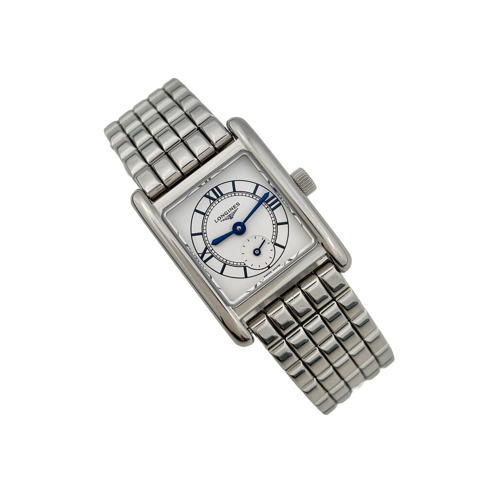 Pre-Owned Longines MiniDolcevita 2023 29x21.50mm Silver Blue Hands Dial Steel Bracelet Watch image number 1
