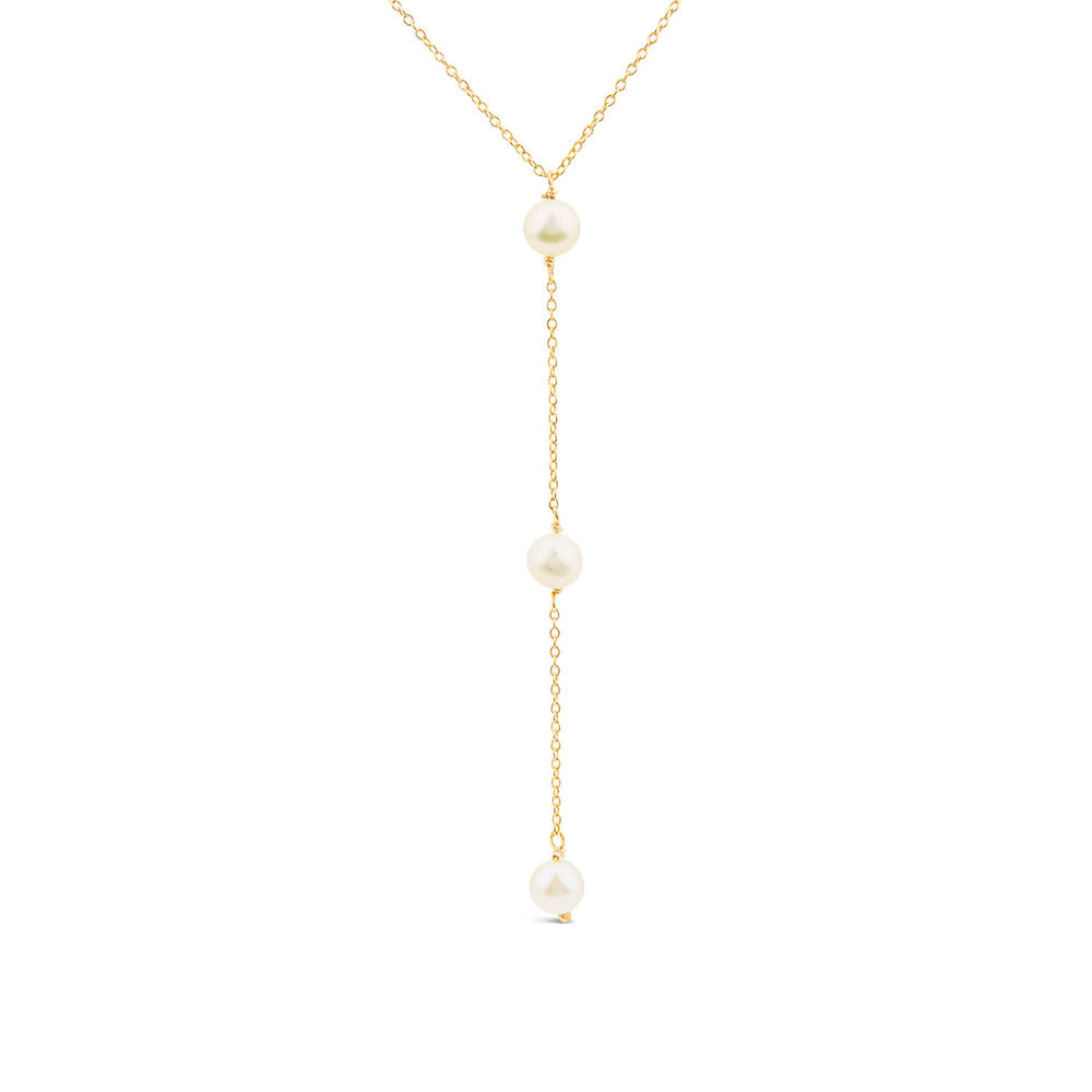9ct Yellow Gold 3 Pearl "Y" Drop Necklet