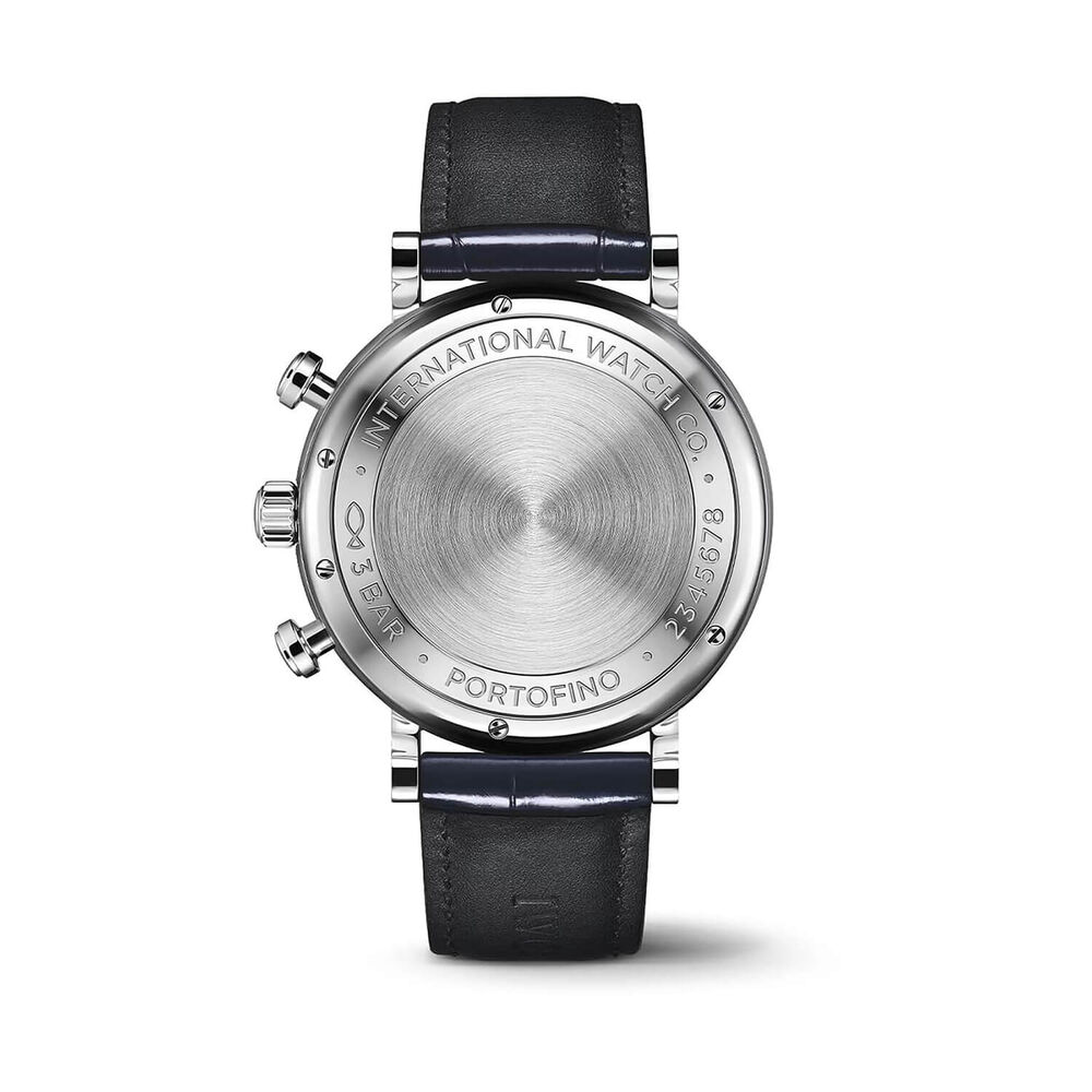 IWC Schaffhausen Portofino Chronograph 42mm Silver Dial Blue Leather Strap Watch image number 2