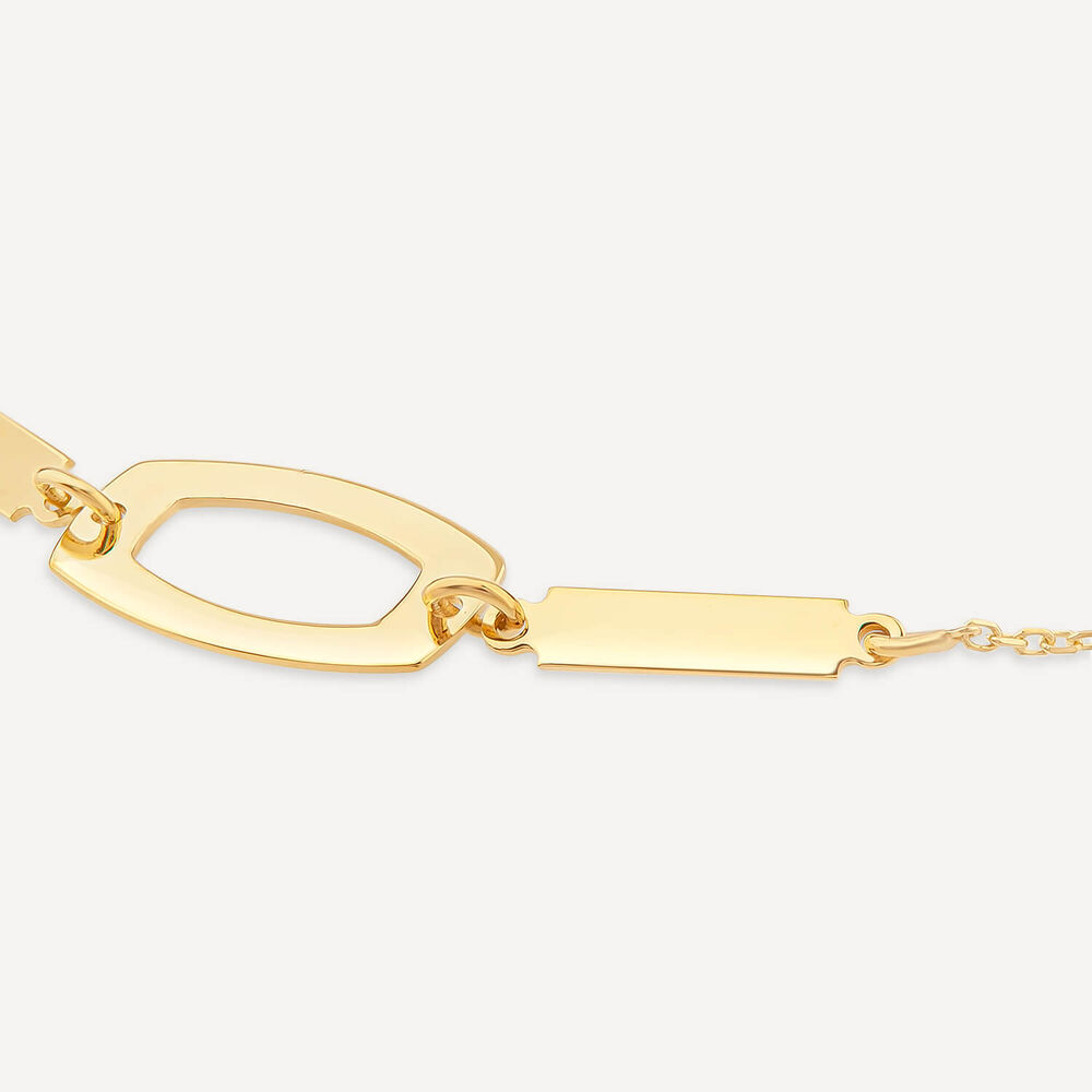 9ct Yellow Gold Open Oval & Bar Chain Link Bracelet image number 2