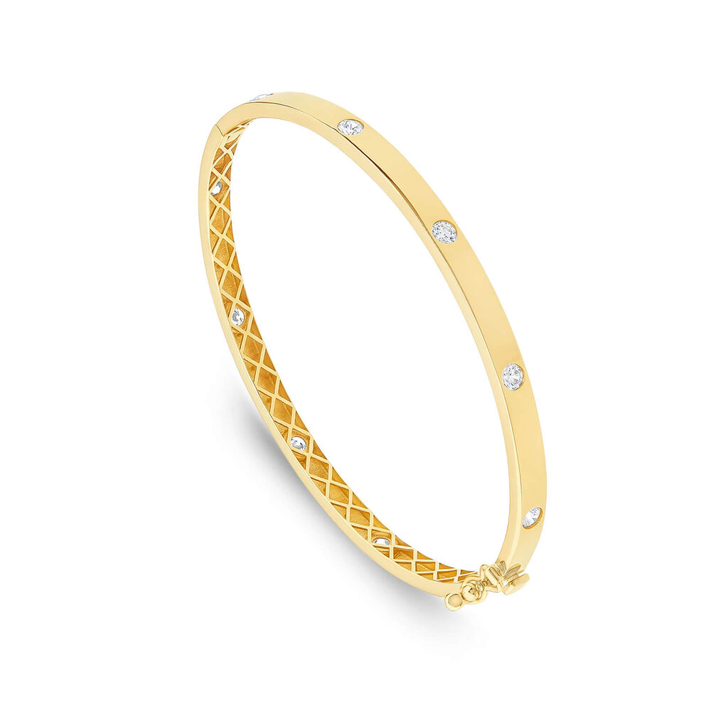 9ct Yellow Gold Plated Cubic Zirconia Spots Bangle image number 0
