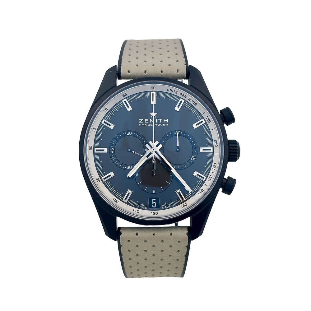 Pre-Owned Zenith El Primero Chronomaster Range Rover 42mm Black Dial Leather Strap Watch
