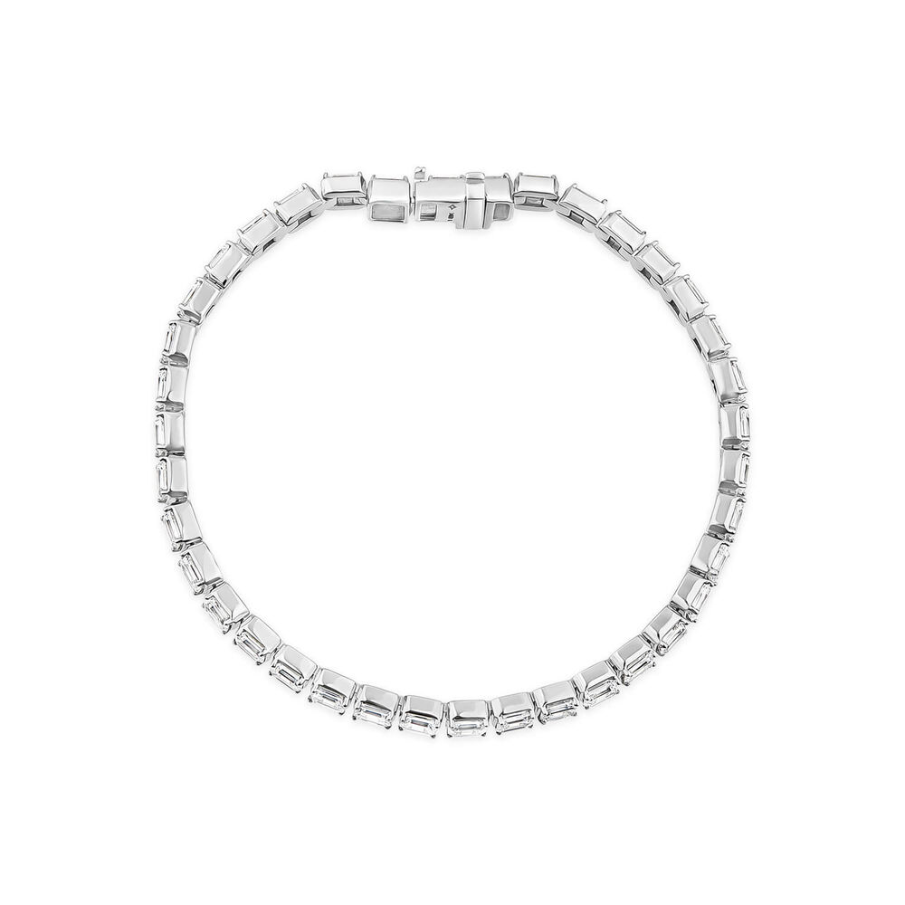 Born 18ct White Gold Lab Grown 7.50ct Diamond Emerald Cut Tennis Style Bracelet