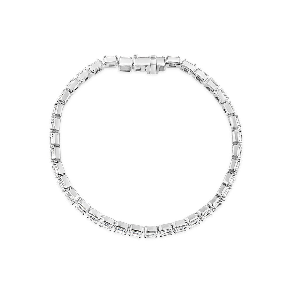 Born 18ct White Gold Lab Grown 7.50ct Diamond Emerald Cut Tennis Style Bracelet image number 0
