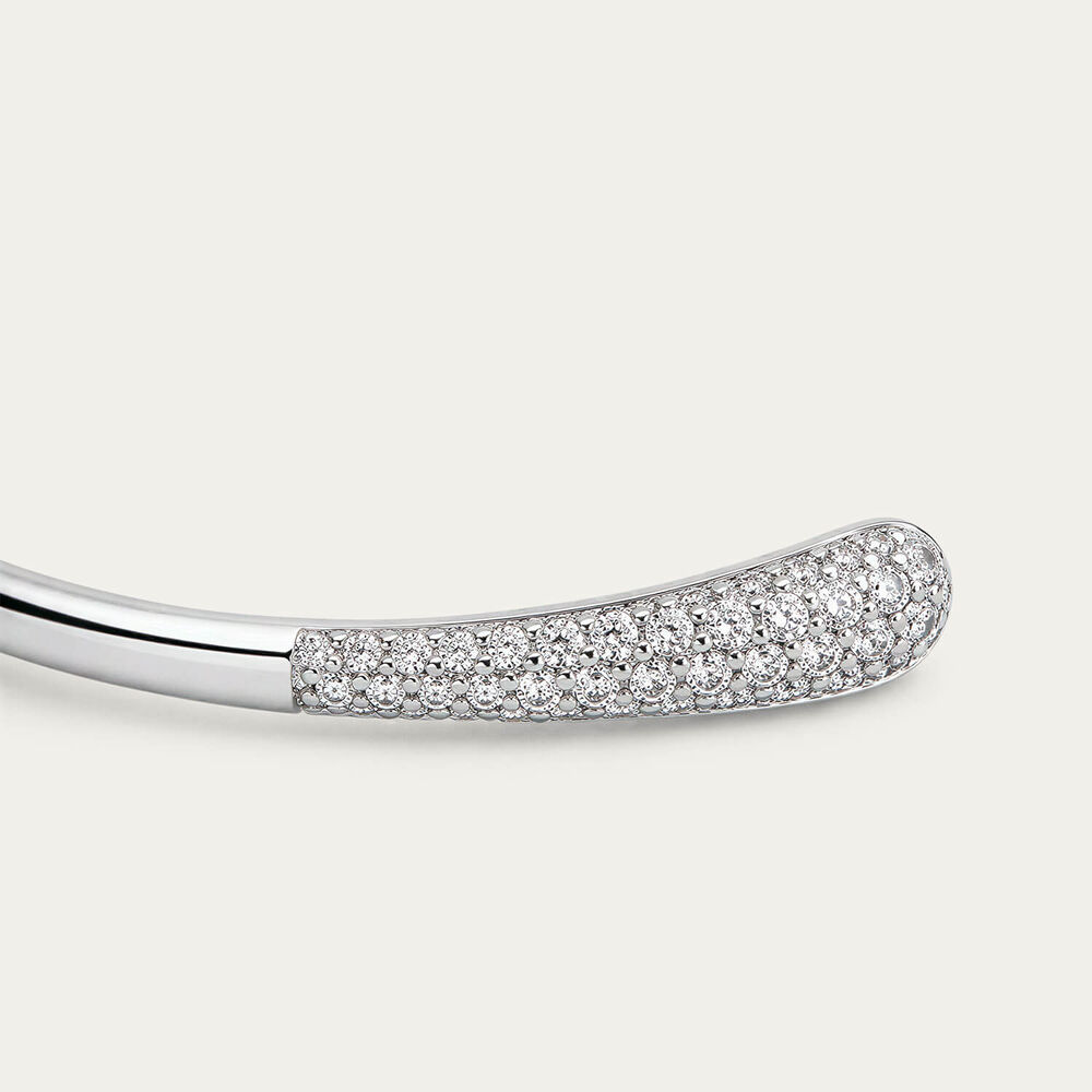 Sterling Silver Cubic Zirconia Edge Torque Bangle