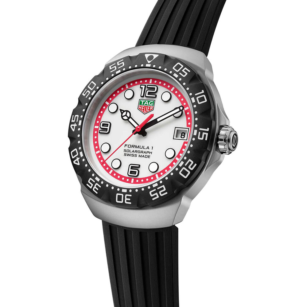 TAG Heuer Formula 1 Solargraph 38mm White Dial Black Bezel Rubber Strap Watch