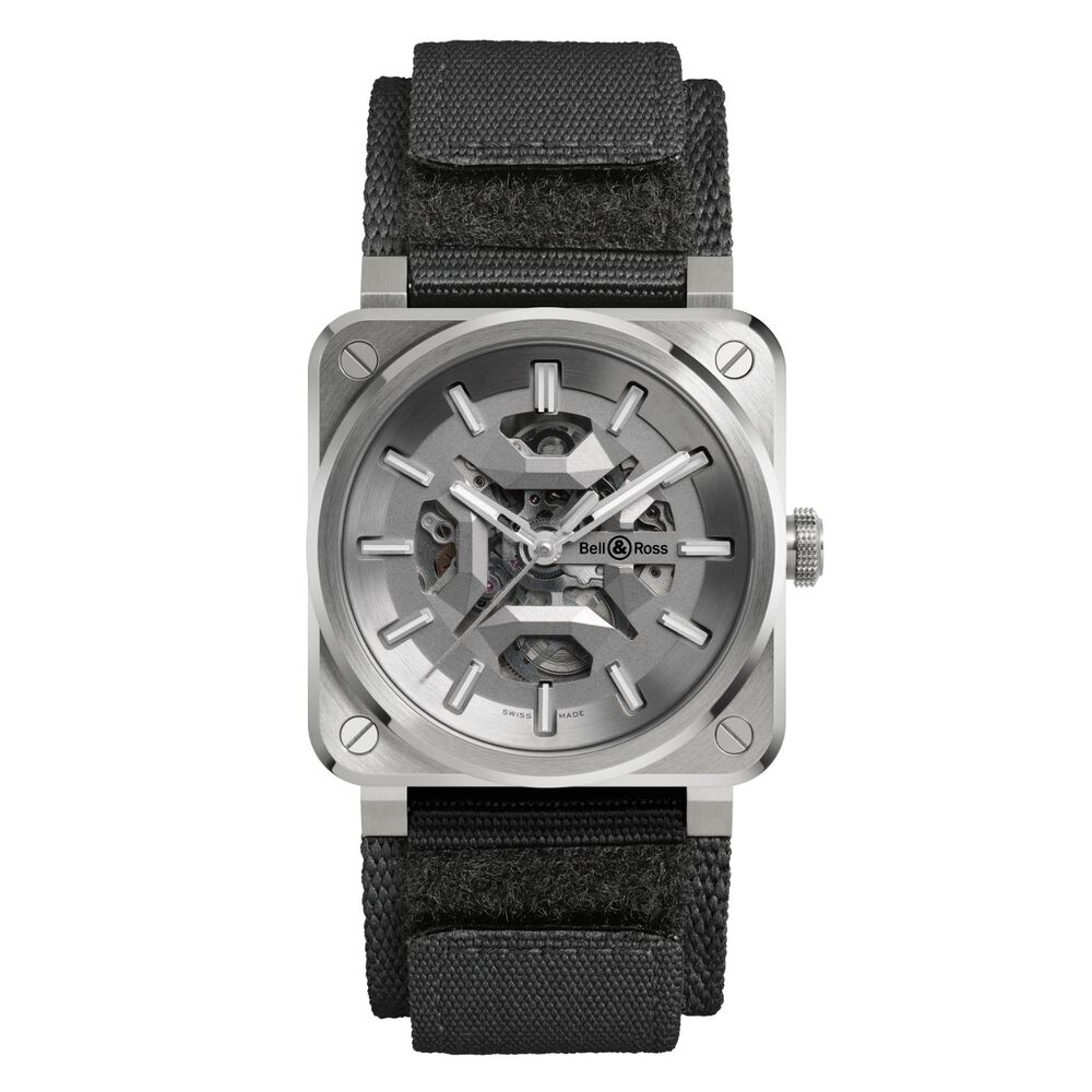 Bell & Ross BR-03 Skeleton Grey Steel 41mm Dial Black Rubber Strap Watch