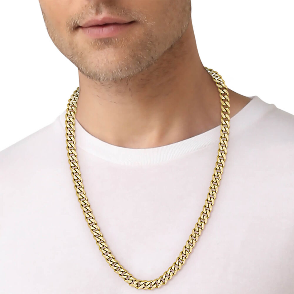 BOSS Light Yellow Gold Plated Curb Chain Logo Necklace image number 2