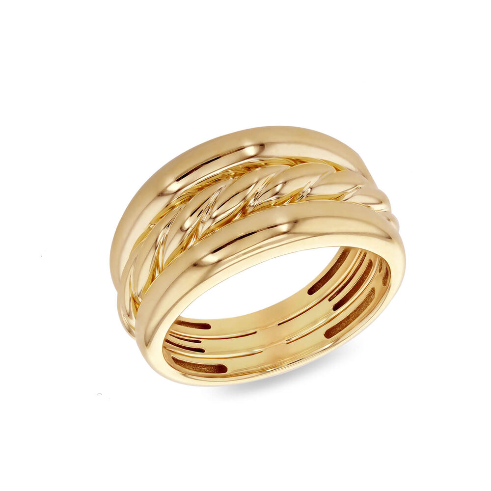 9ct Yellow Gold Wide Plaited Centre Band Ring image number 0