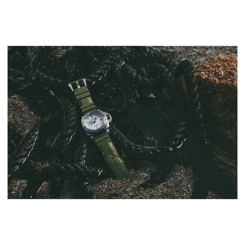 Panerai Submersible 44mm QuarantaQuattro Bianco White Dial Green Strap Watch image number 6