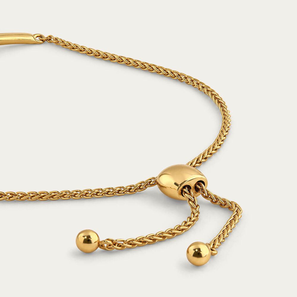 Yellow Gold Plated Sterling Silver Cubic Zirconia Bolo Bracelet