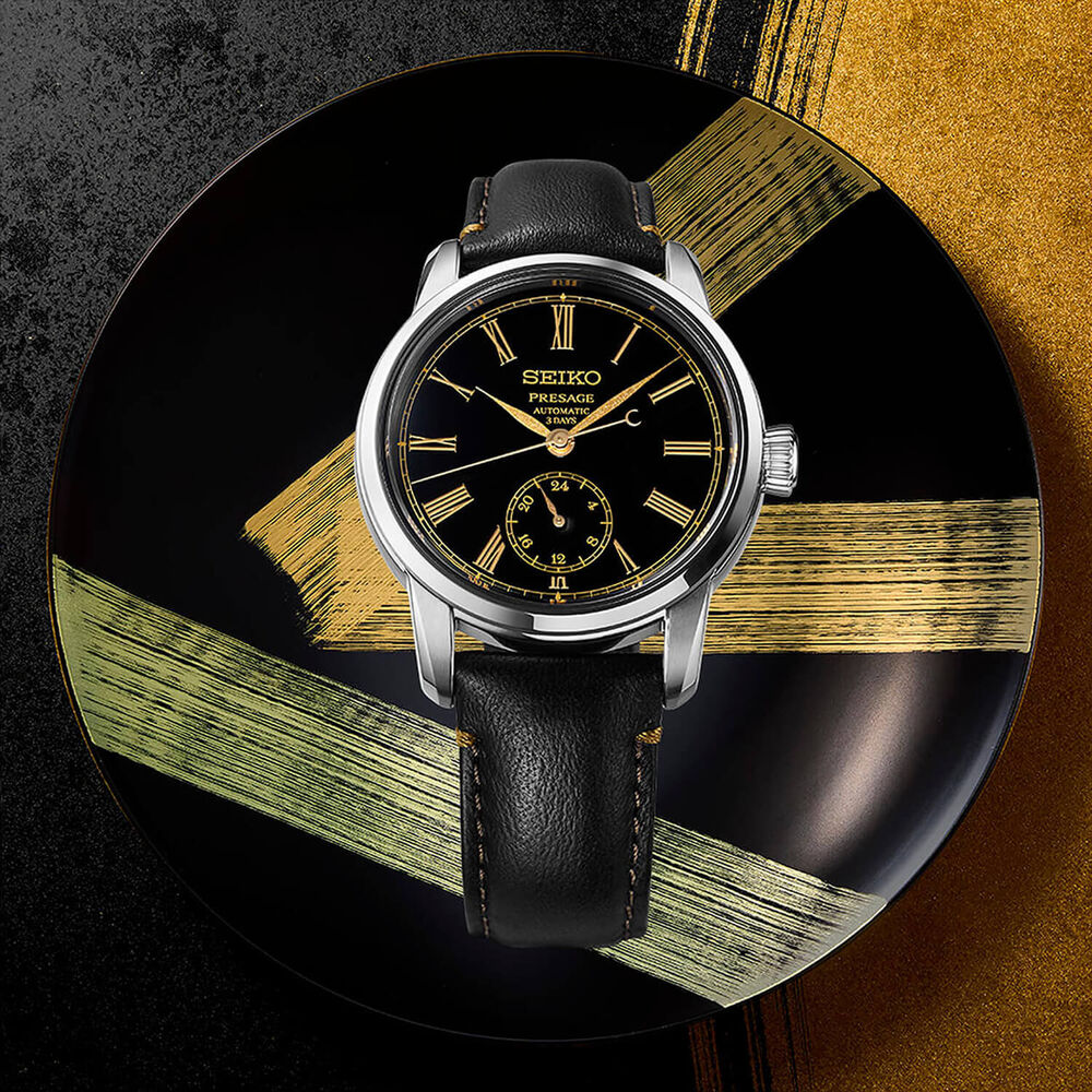 Seiko Presage Classic Series 'Urushi Black' 40.2mm Dial Leather Strap Watch image number 4