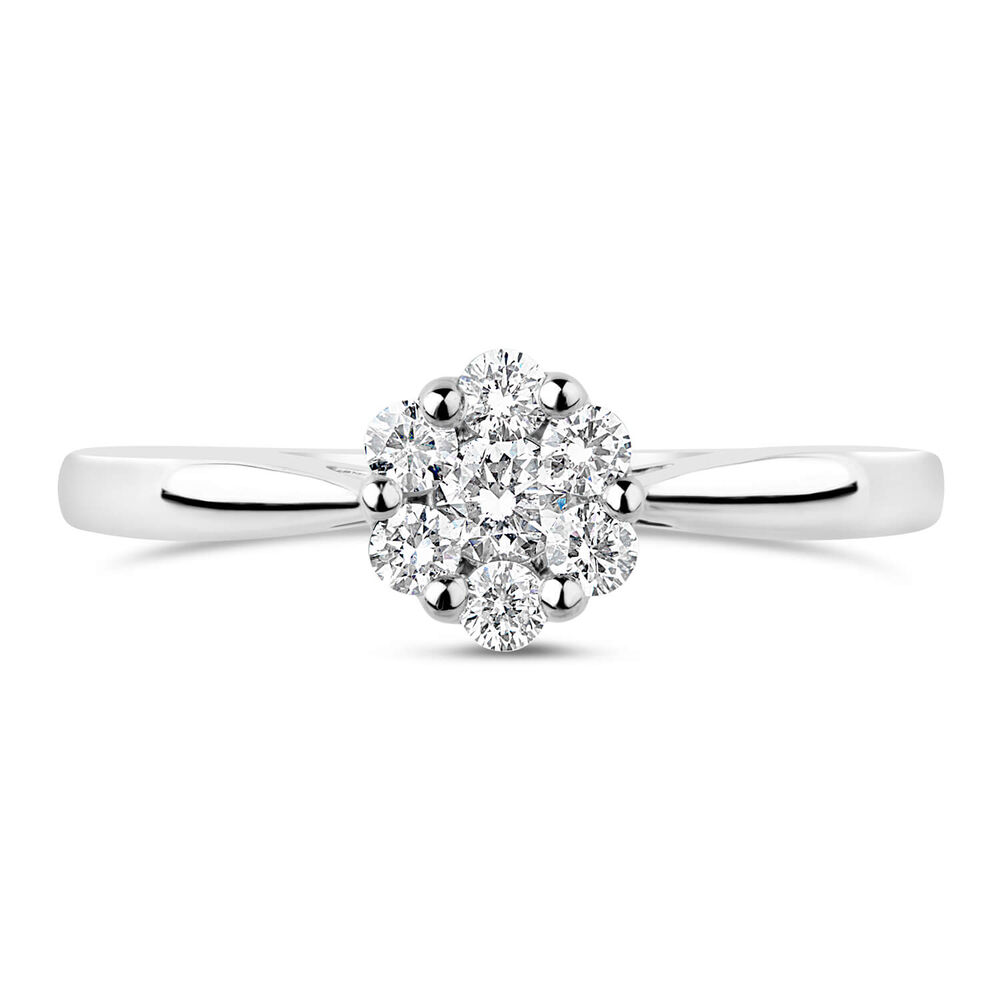 Platinum 0.25ct Diamond Flower Cluster Ring image number 1