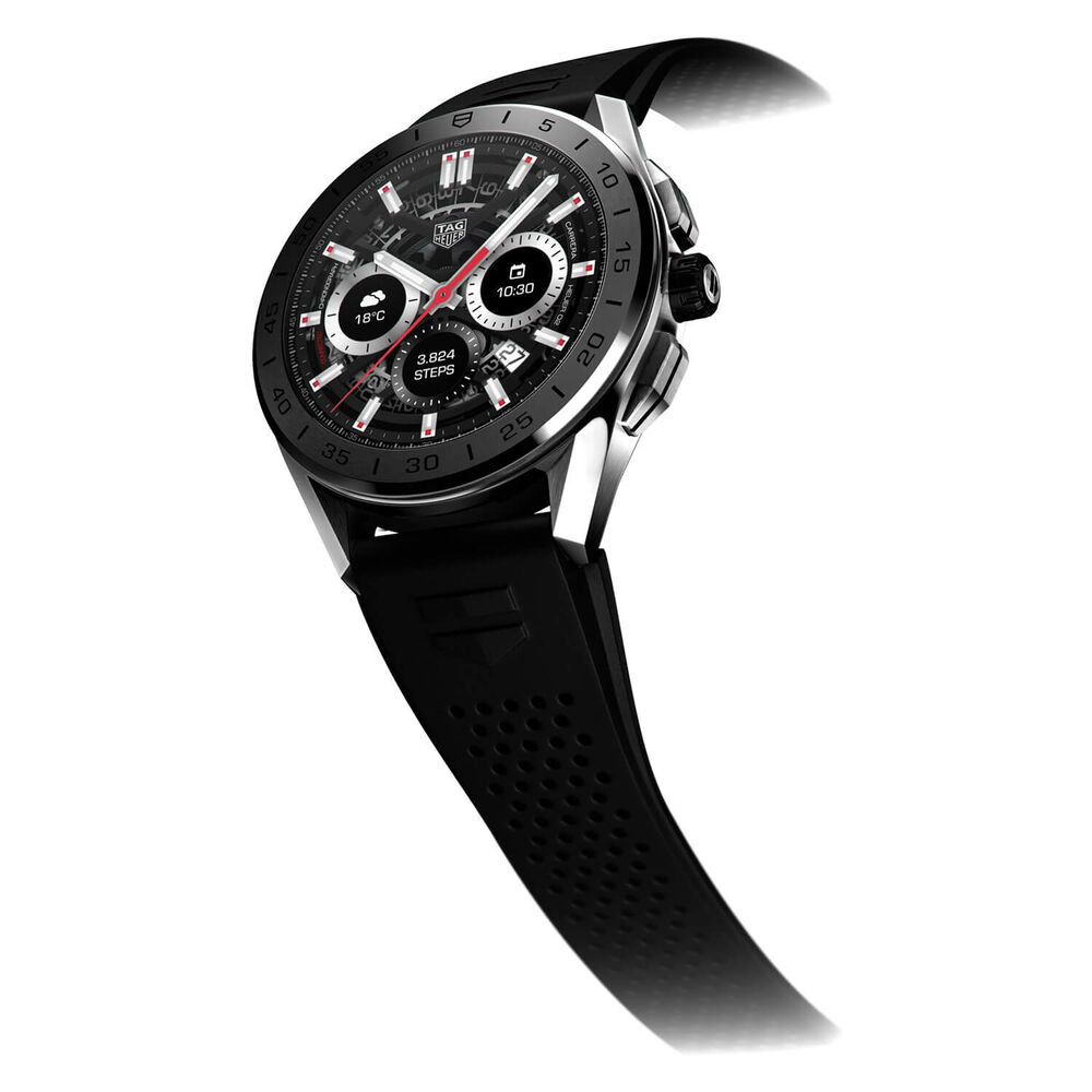 Pre-Owned TAG Heuer Connected Calibre E3 45mm Dial Black Rubber Strap Watch image number 2