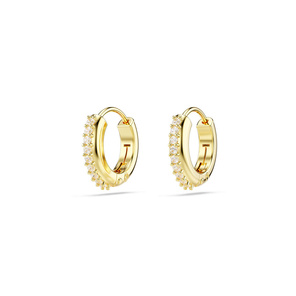 Swarovski Matrix Cubic Zirconia 18ct Yellow Gold Finished Mini Hoop Earrings