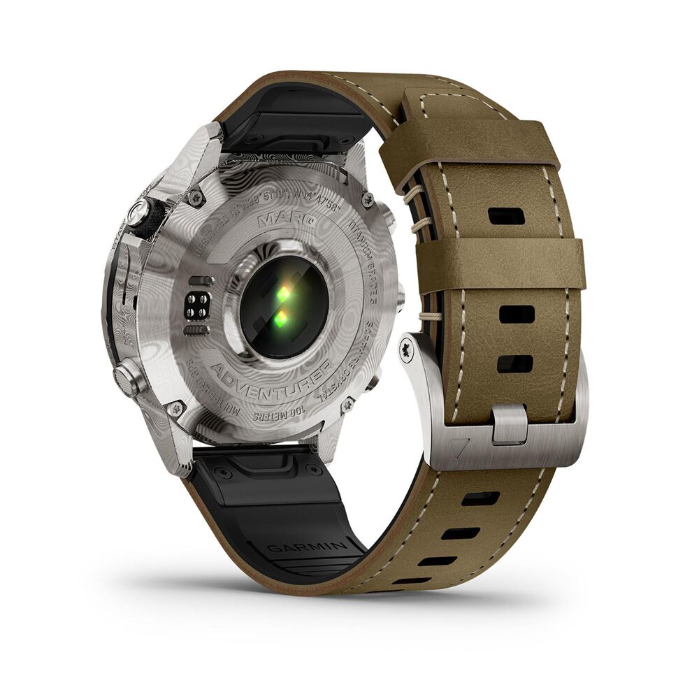 Garmin MARQ Adventurer (Gen 2) Damascus Steel Edition 46mm Dial Brown Leather Strap Watch image number 1