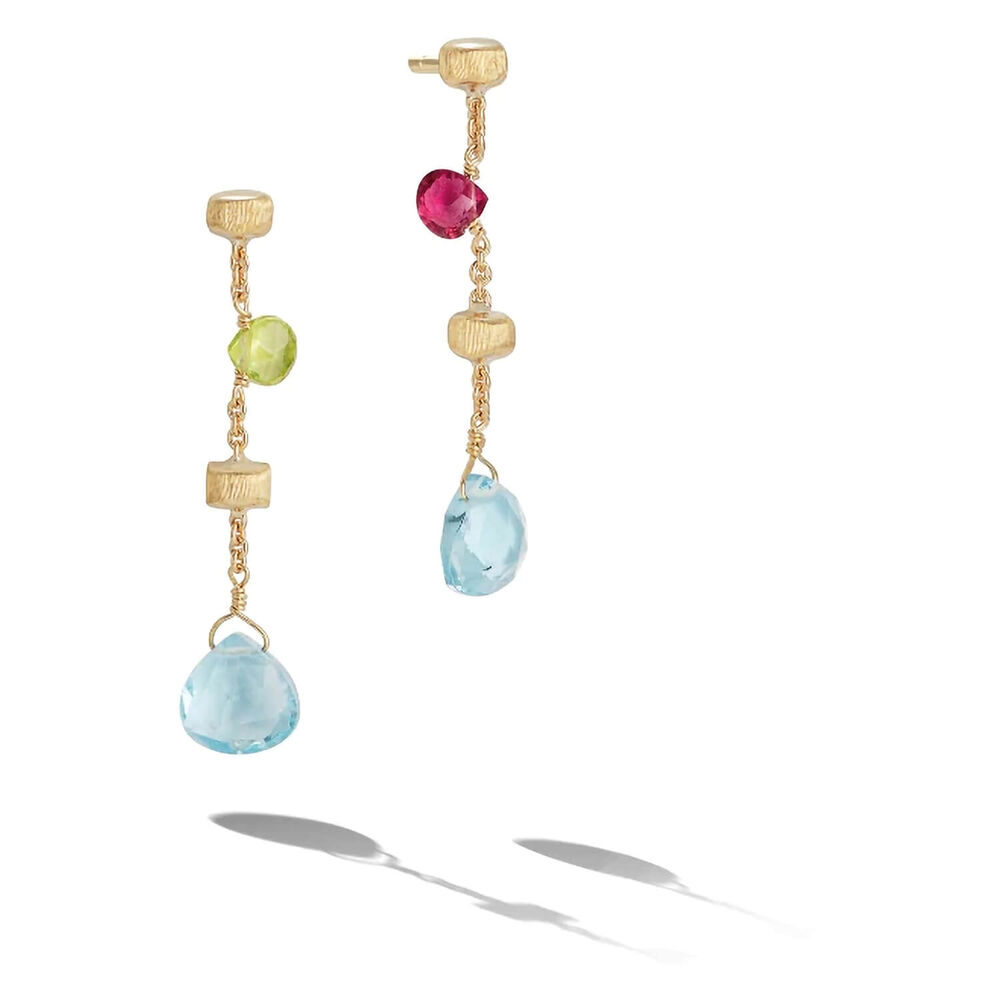 Marco Bicego Paradise 18k Yellow Gold Mixed Gemstone Drop Earrings