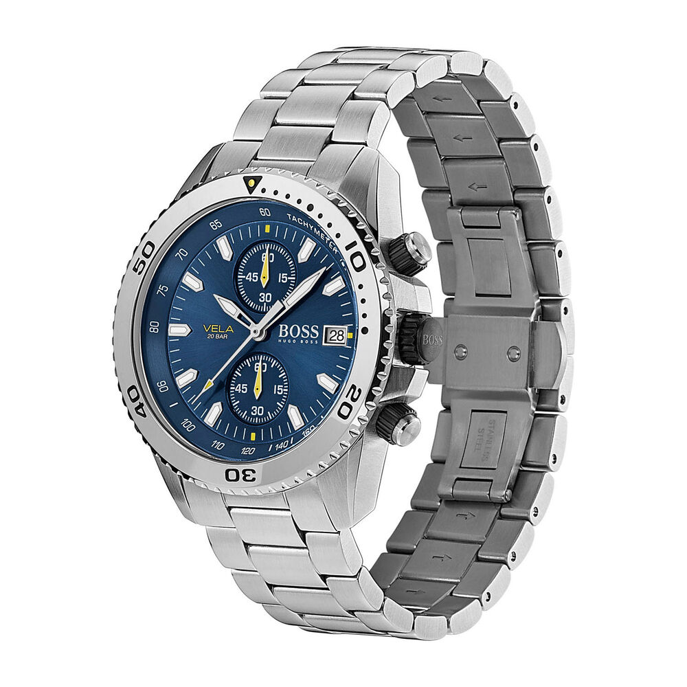 Hugo Boss Vela Chronograph Blue Dial & Stainless Steel Men's Watch image number 1