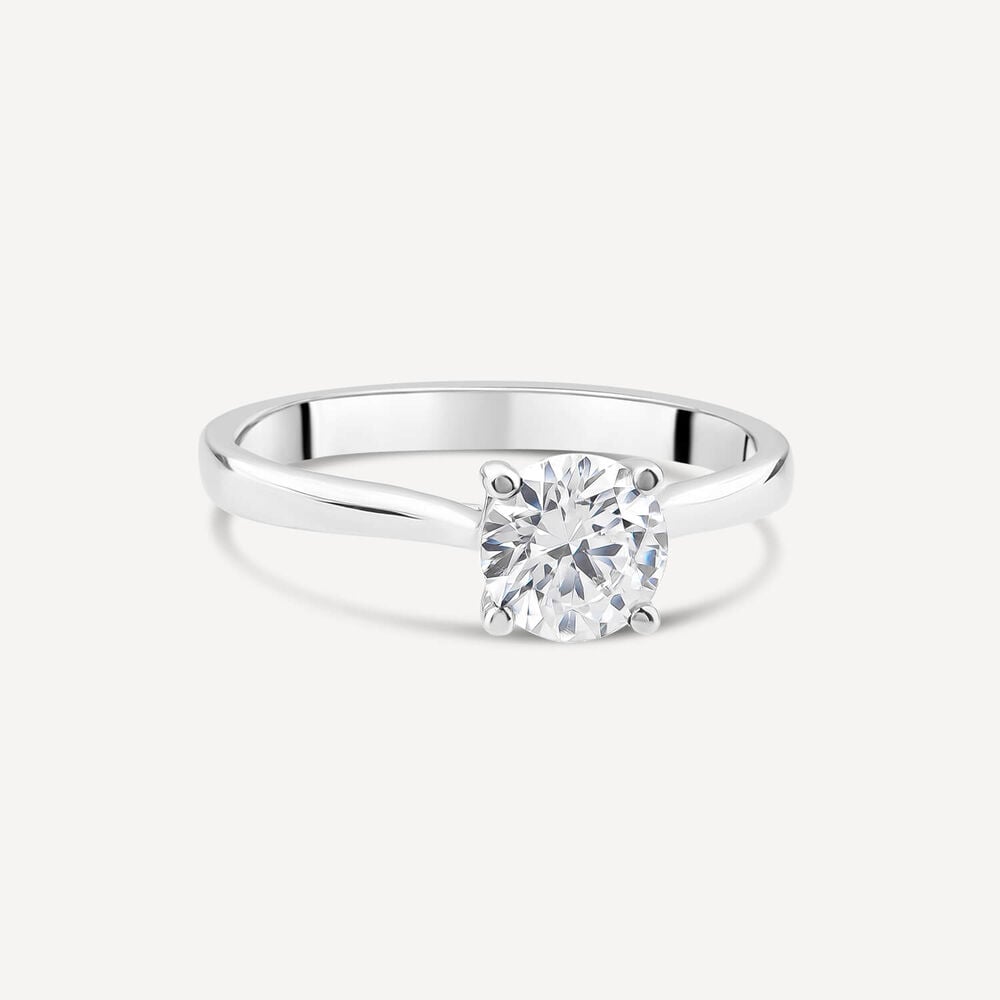 Platinum 1.00ct Round Brilliant Diamond Four Claw Solitaire Ring