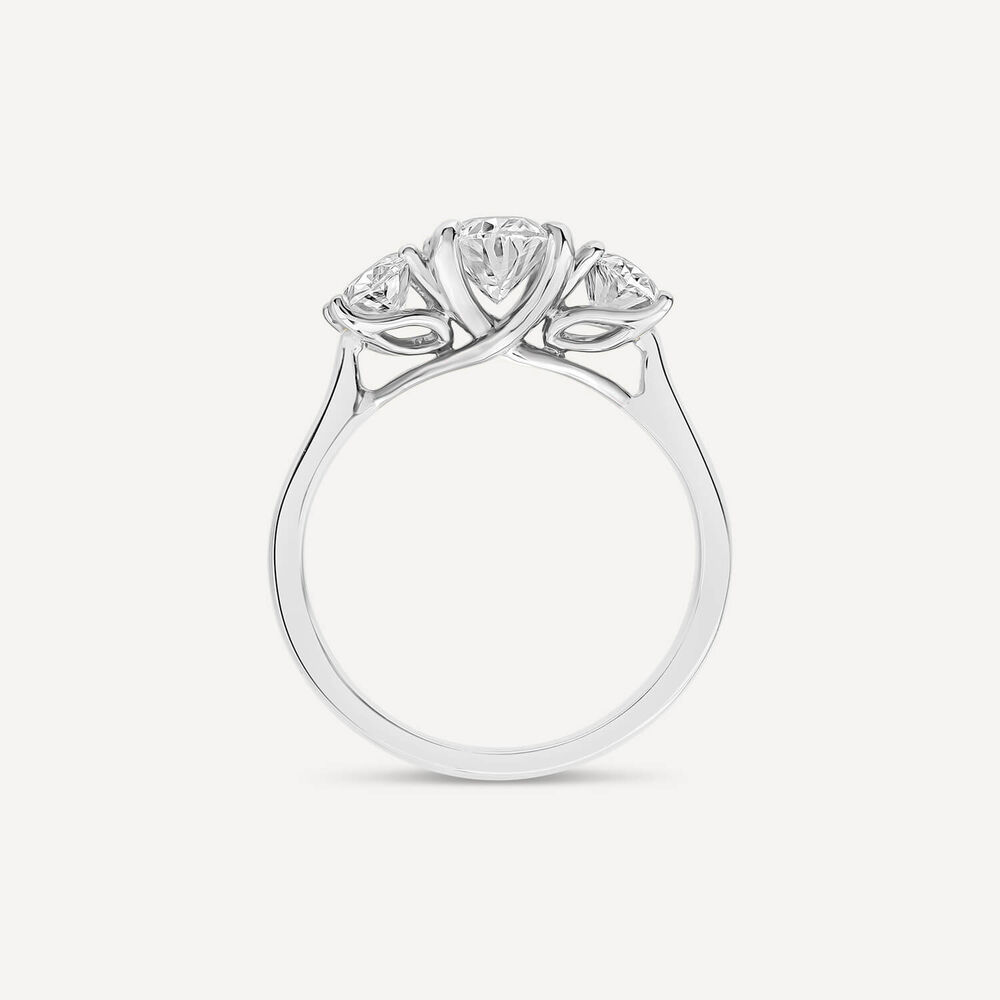 Born Platinum 2ct 3 Oval Stone Diamond Ring image number 3