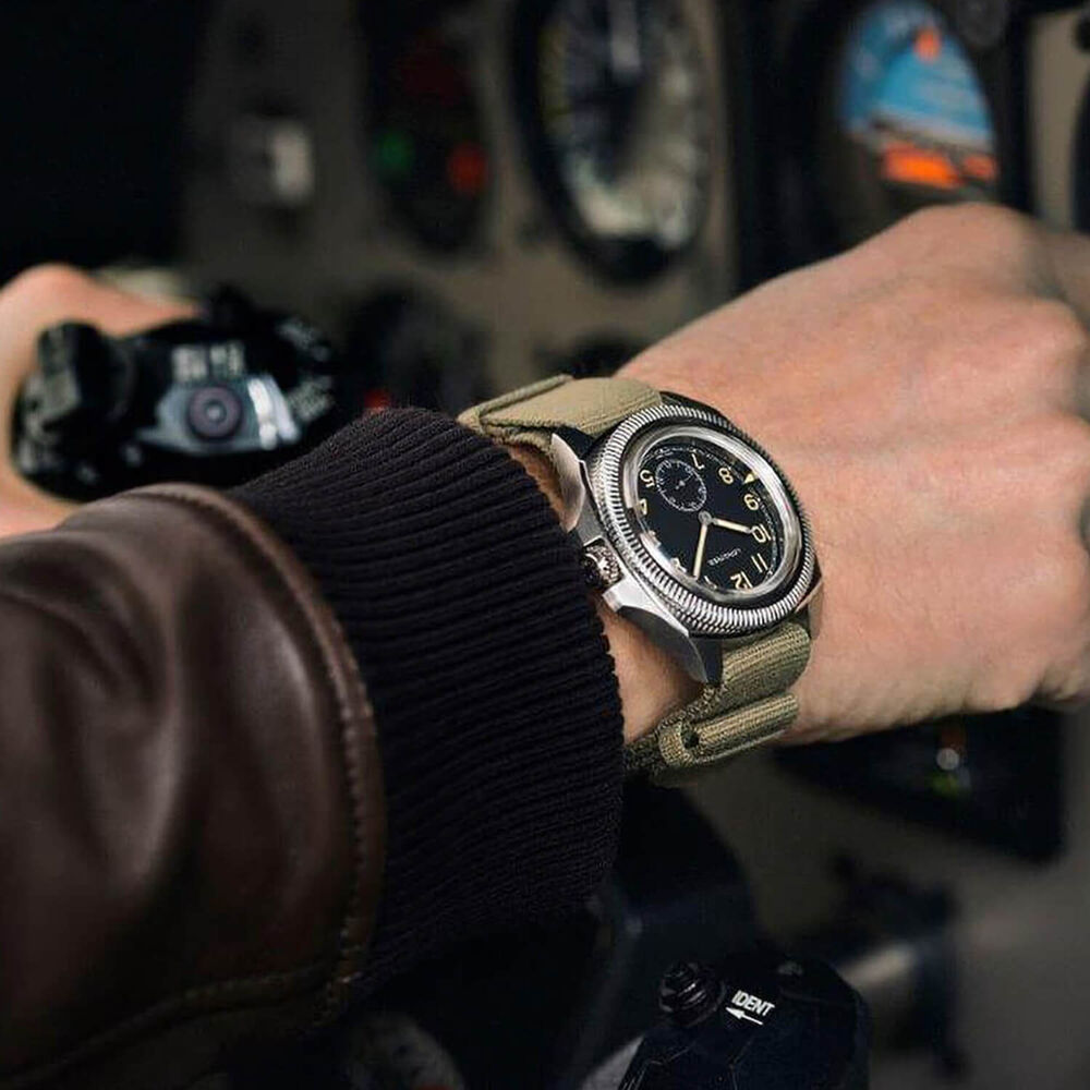 Longines Pilot Majetek 43mm Black Dial Steel Case Fabric Strap Watch image number 2