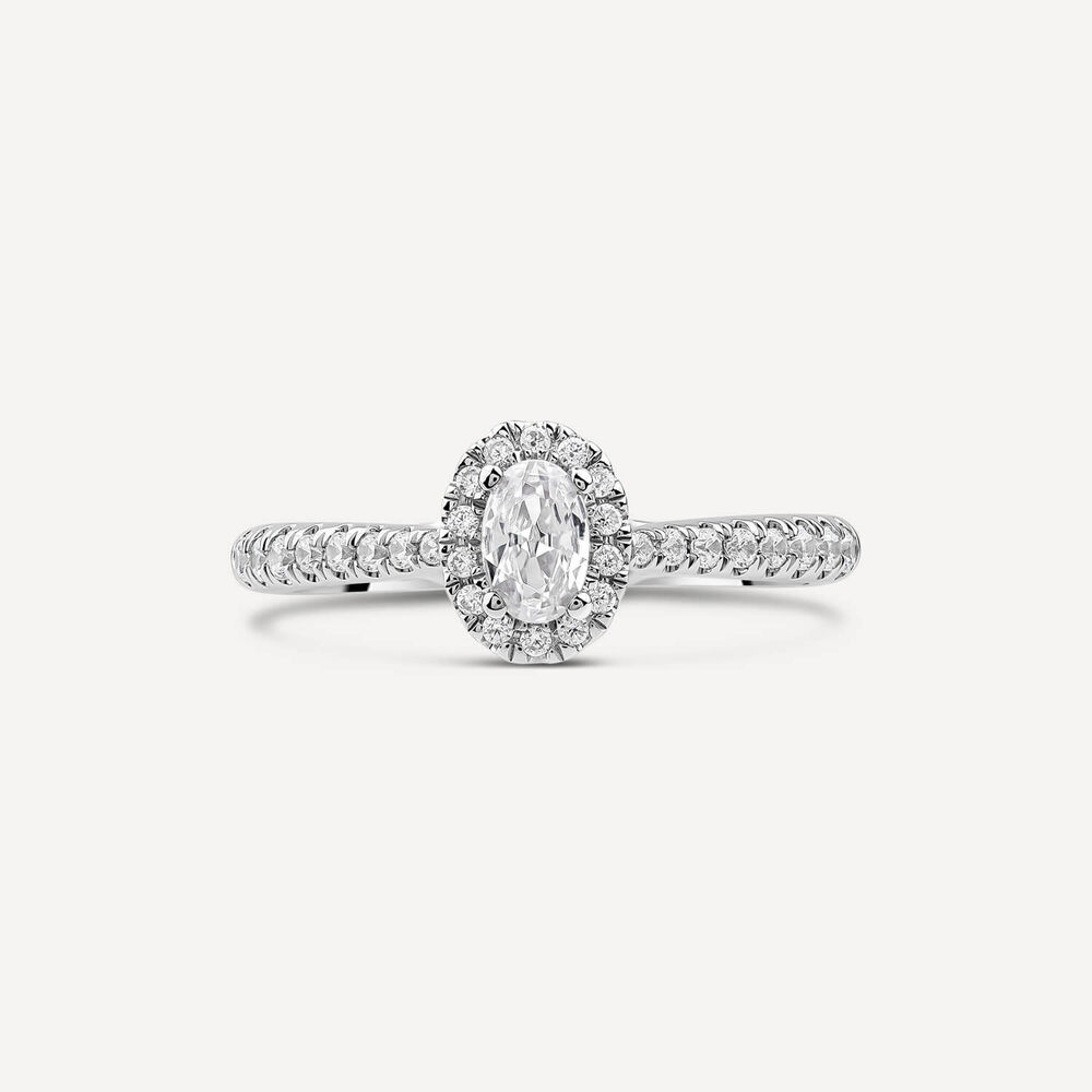 The Orchid Setting 18ct White Gold 0.50ct Oval Diamond Shoulders Ring