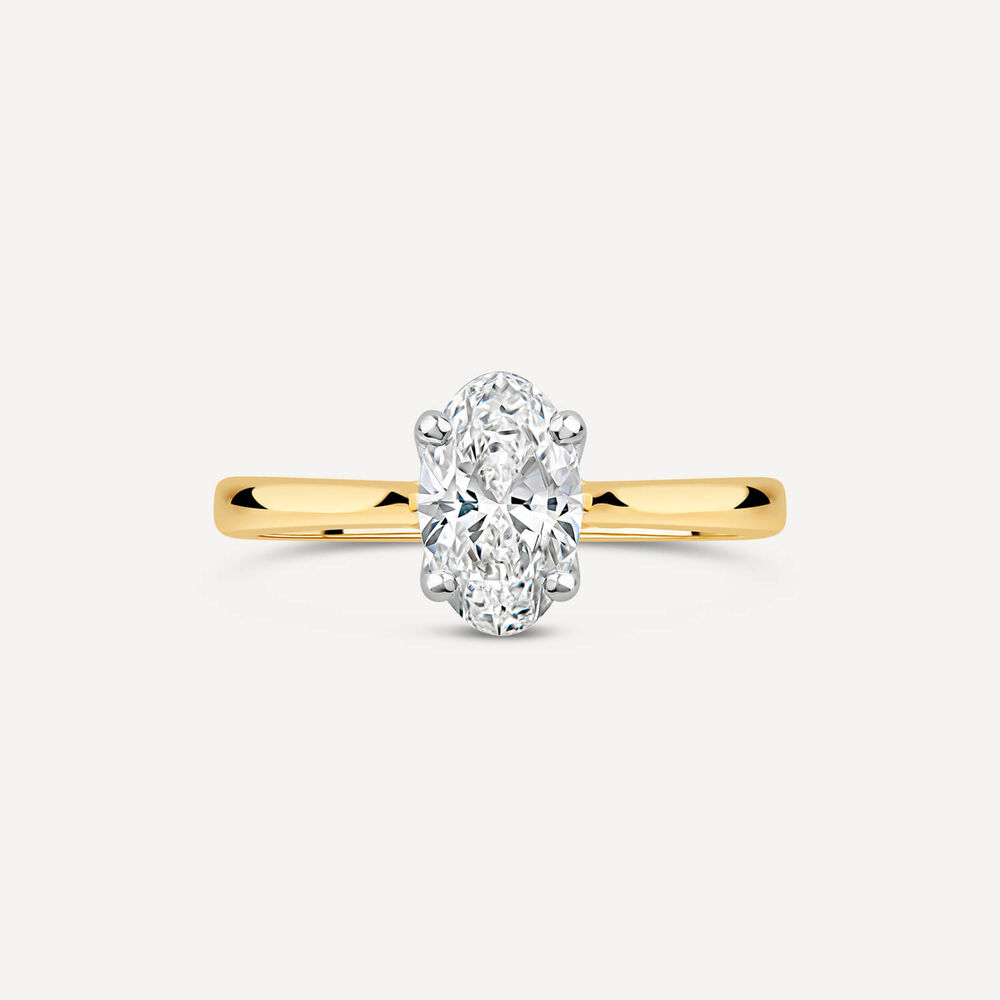 Born 18ct Yellow Gold 1ct Lab Grown Solitaire Oval Diamond Ring image number 2