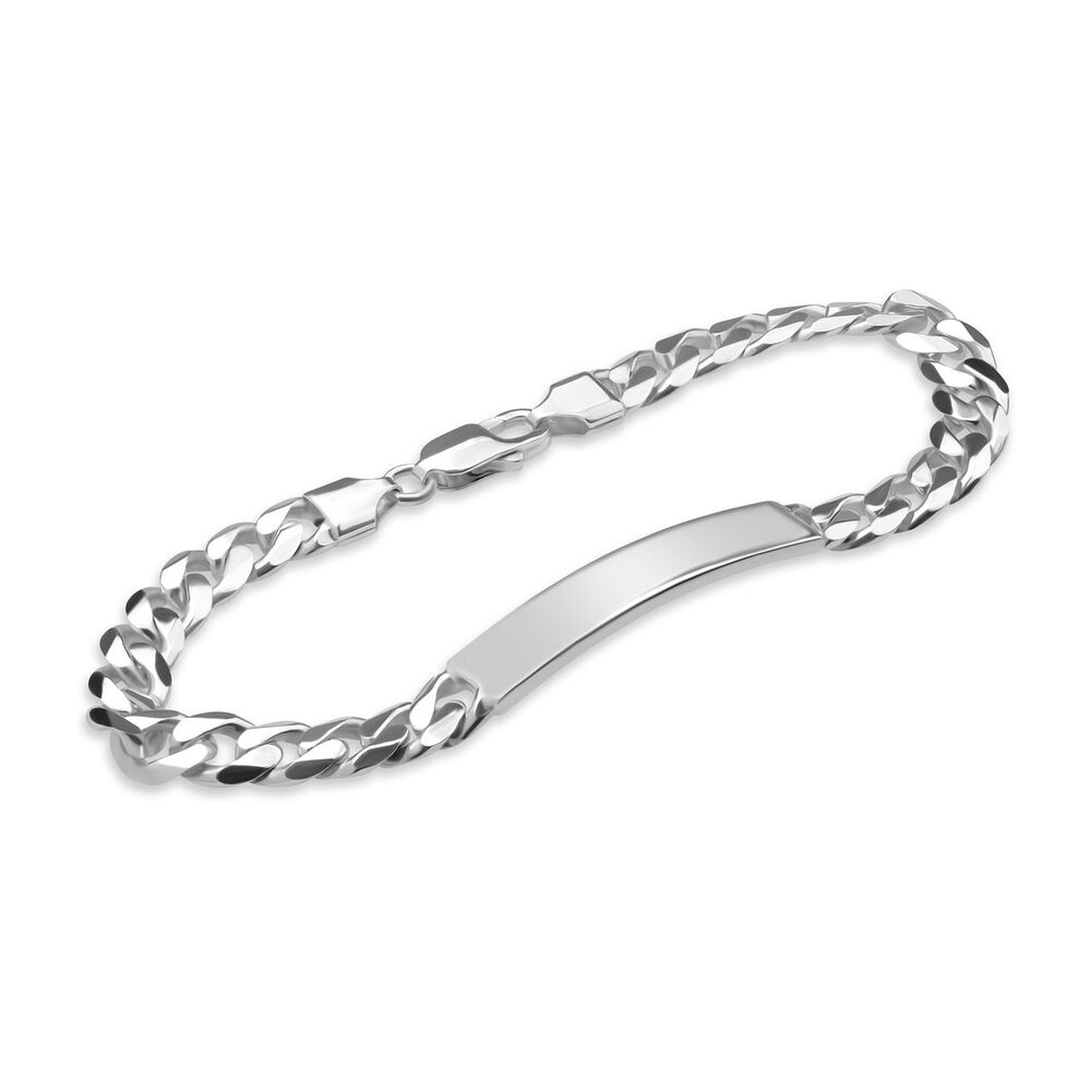 Sterling Silver Flat Curb 23cm Men's ID Bracelet