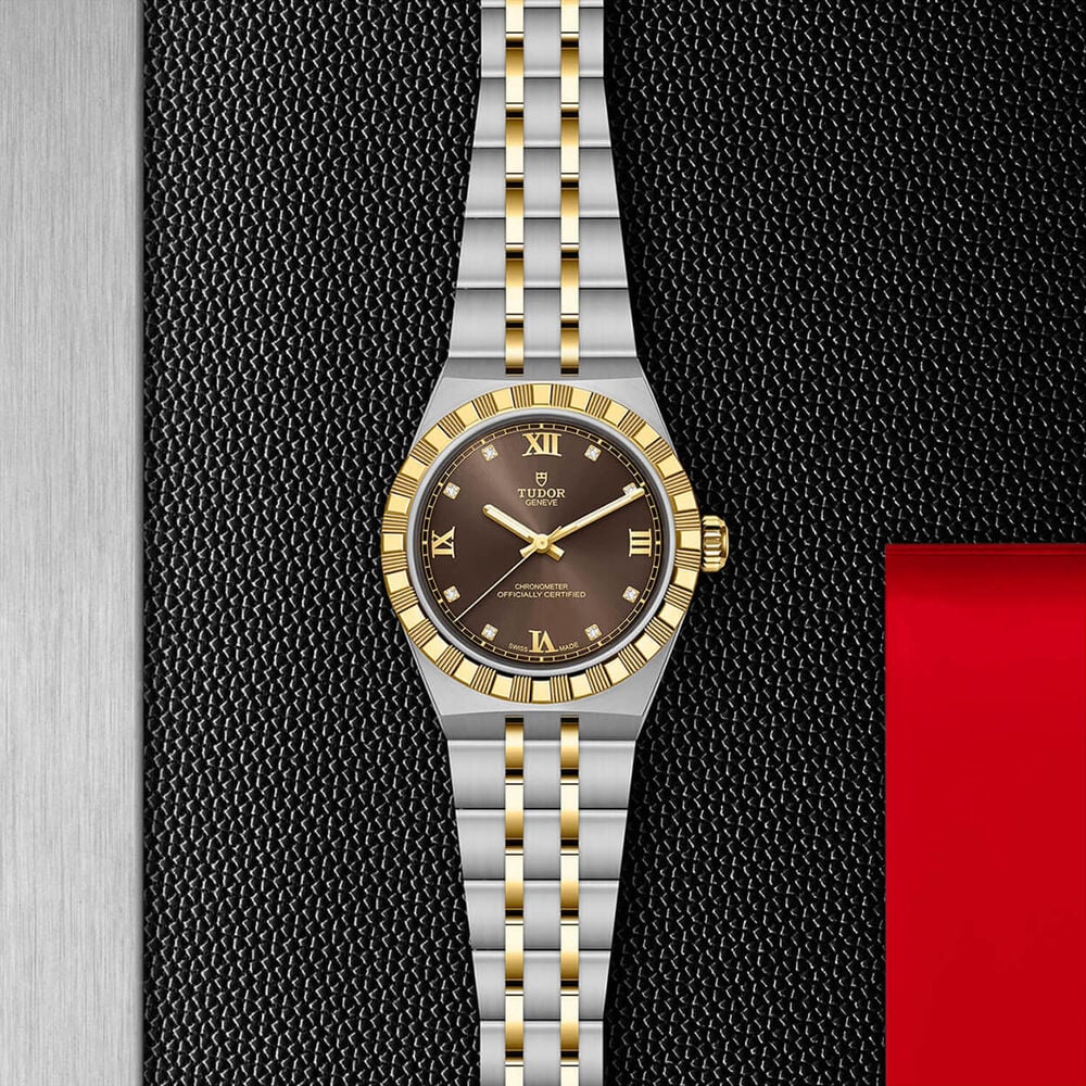 TUDOR Royal 30mm Brown Dial Stainless Steel & Yellow Gold Bracelet Watch