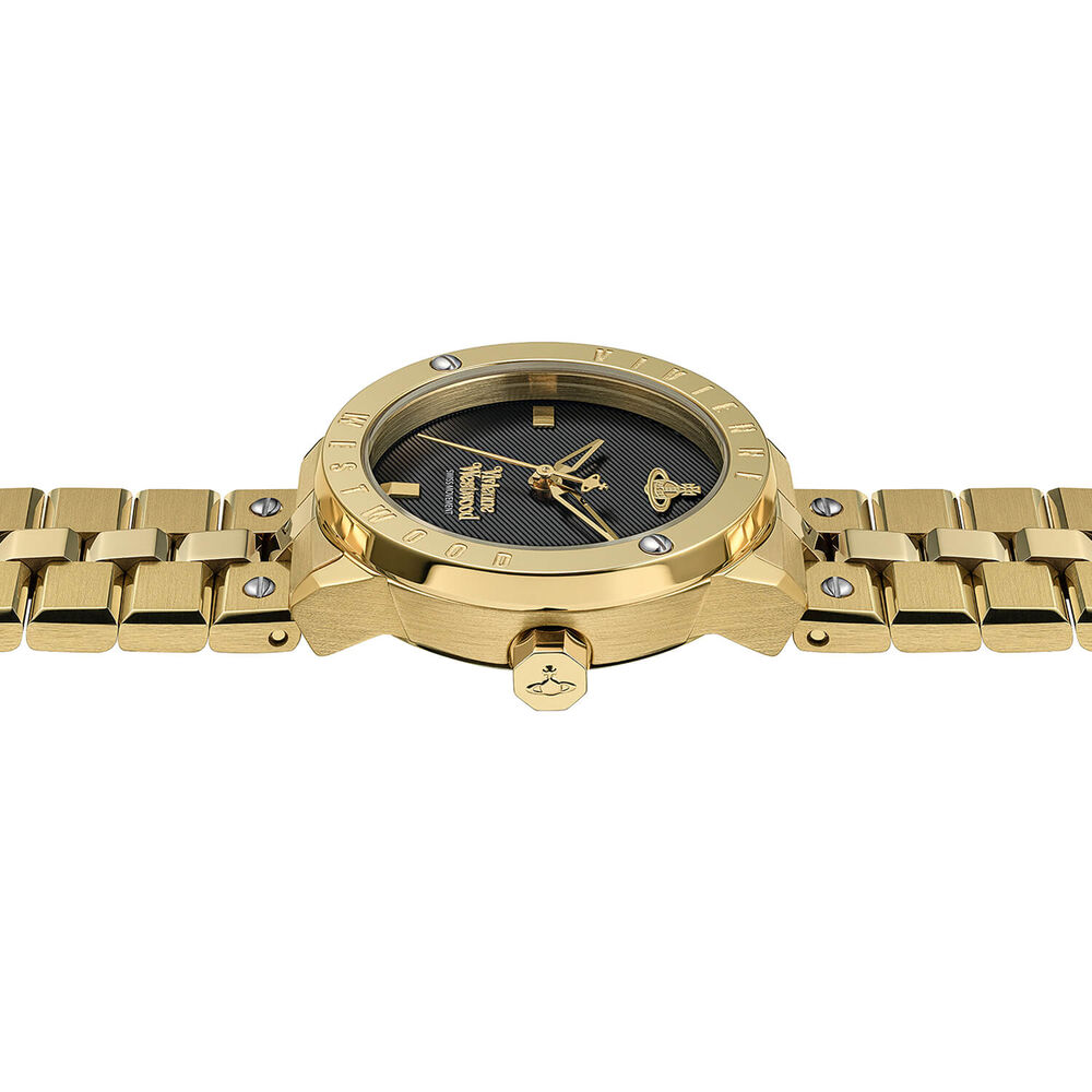 Vivienne Westwood Trellick 30mm Black Dial Gold Tone Steel Bracelet Watch