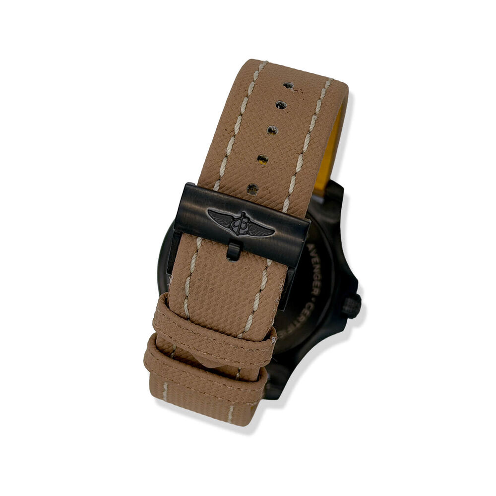 Pre-Owned Breitling Avenger Night Mission 45mm Titanium Case Beige Leather Strap Watch image number 2